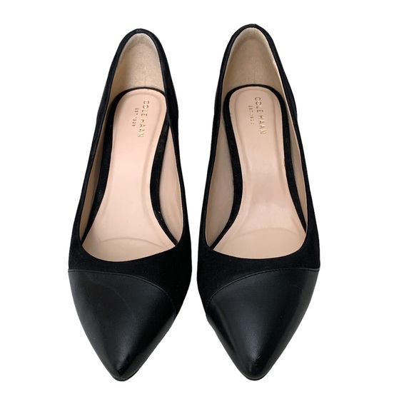 Cole Haan size 7 suede leather pointed stiletto heels NWOT mixed texture - Picture 3 of 7
